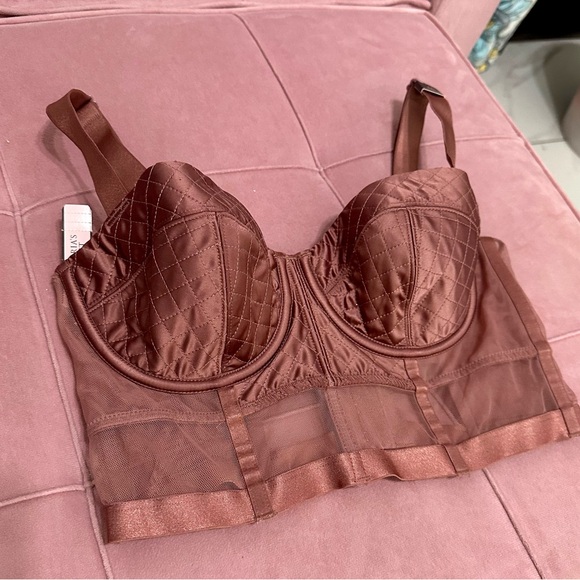 Victoria's Secret Other - NWT Satin Lined Balconet Long Line Bustier Crop Top Bra VICTORIA'S SECRET‎ 34C